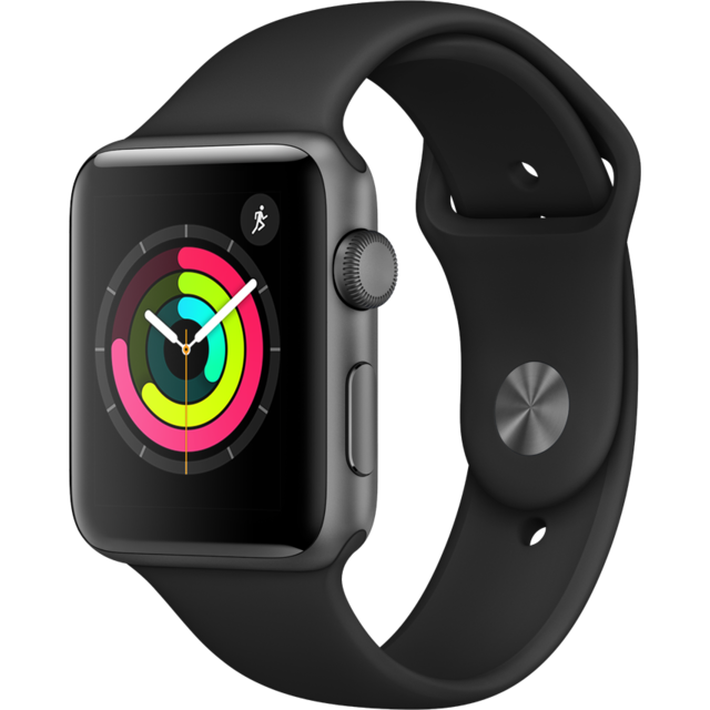 Apple - Watch 3 42 - Alu noir / Bracelet Sport noir 