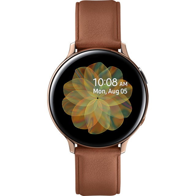 Samsung - Galaxy Watch Active 2 - 4G - 44 mm - Acier Or - Bracelet marron - Montre connectee homme