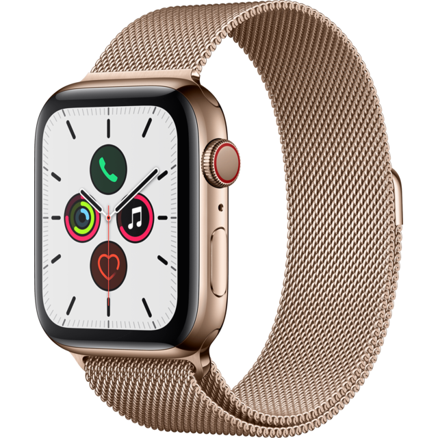 Apple - Watch 5 - 44 - Cellular - Acier or / Bracelet Milanais Or 