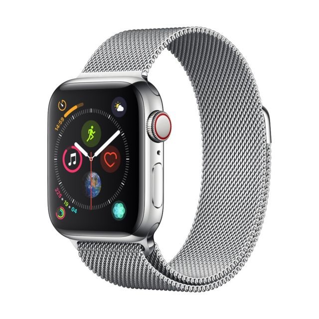 Apple - Watch Series 4 - 40 - Cellular - Acier / Bracelet Milanais - Montre connectee homme